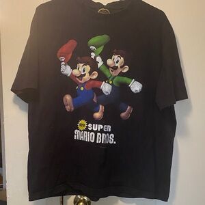 Vintage Super Mario Bros. Black Graphic Video Game T-Shirt